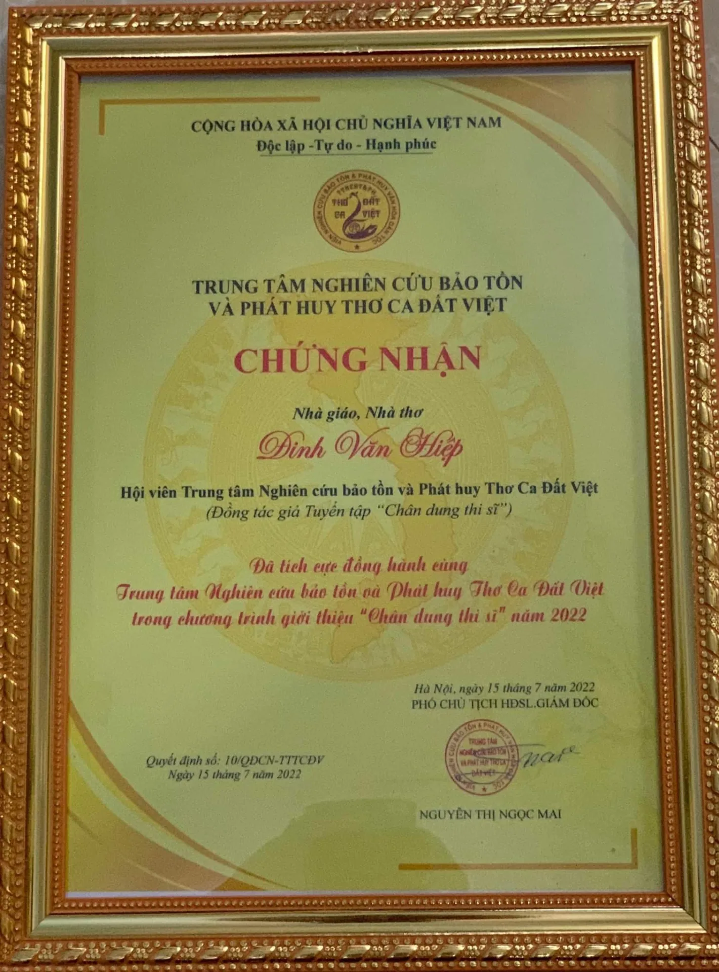 Chân dung Tân Cố vấn Đinh Văn Hiệp