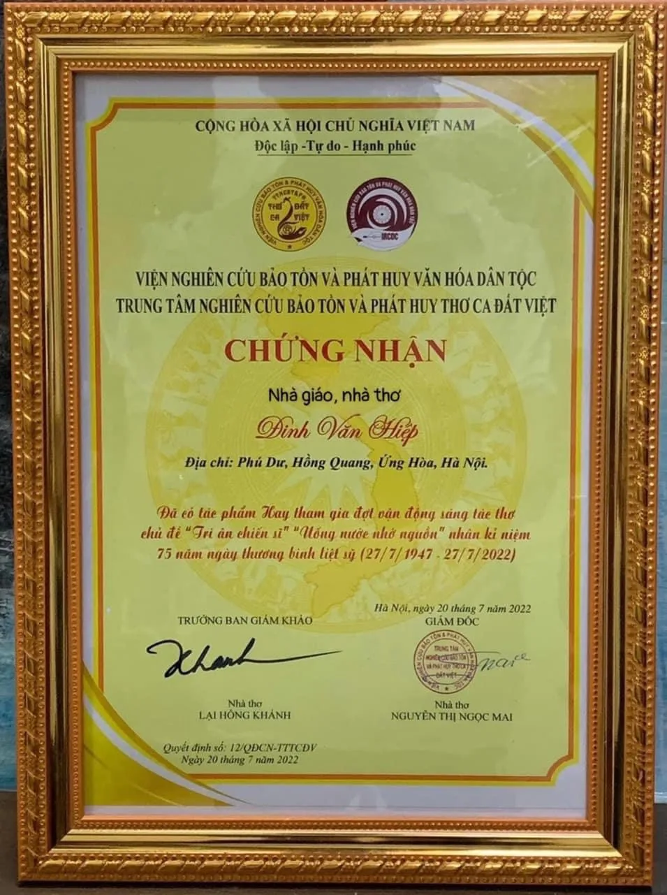 Chân dung Tân Cố vấn Đinh Văn Hiệp